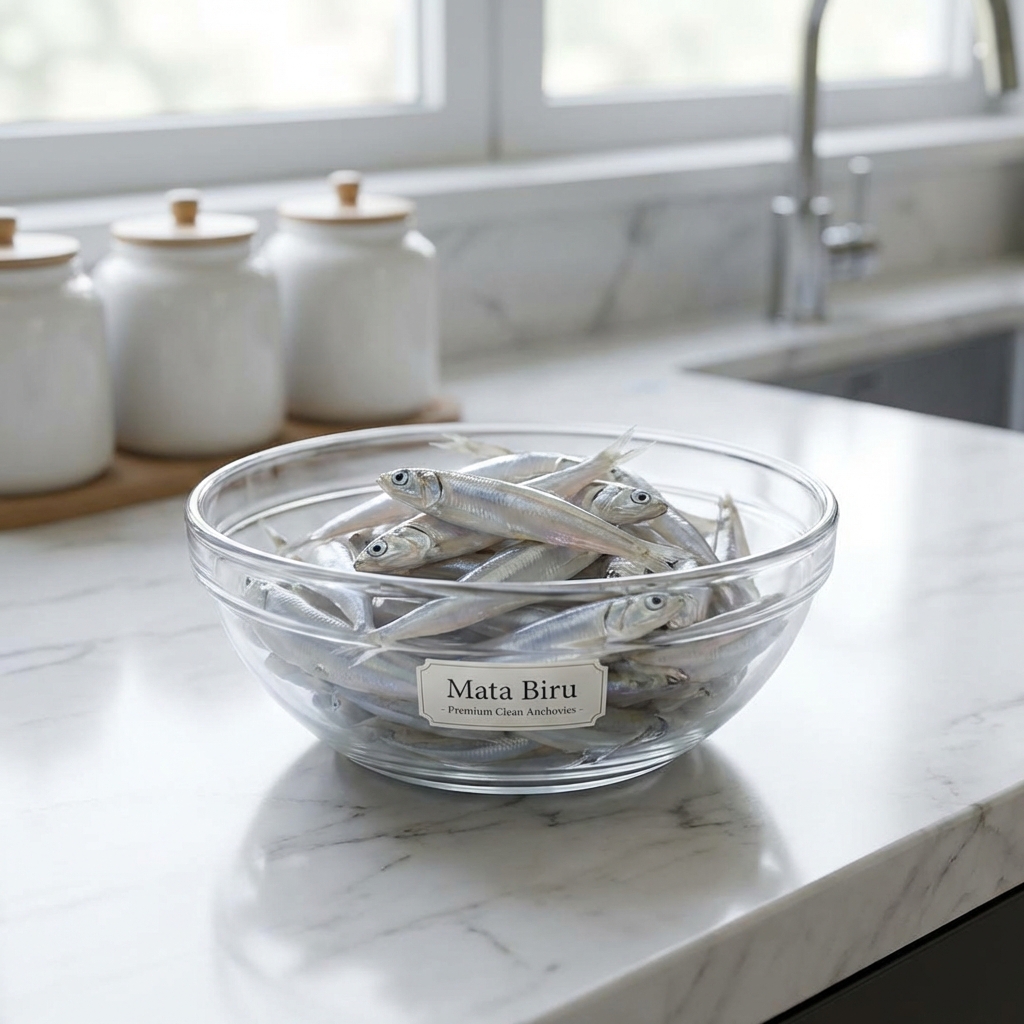 Kenapa Ikan Bilis Mata Biru Nampak Lebih Bersih? (Proses & Pemilihan)