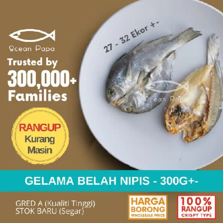 Ikan Masin Gelama Belah Nipis Gred A - 300g