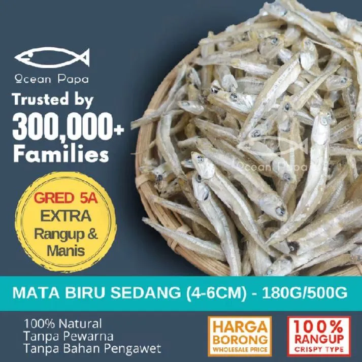 Ikan Bilis Mata Biru Sedang (4–6cm) - 180g/500g